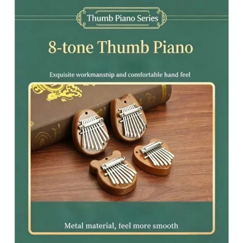 Musical Instrument African - Solid wood 8-tone mini thumb piano,