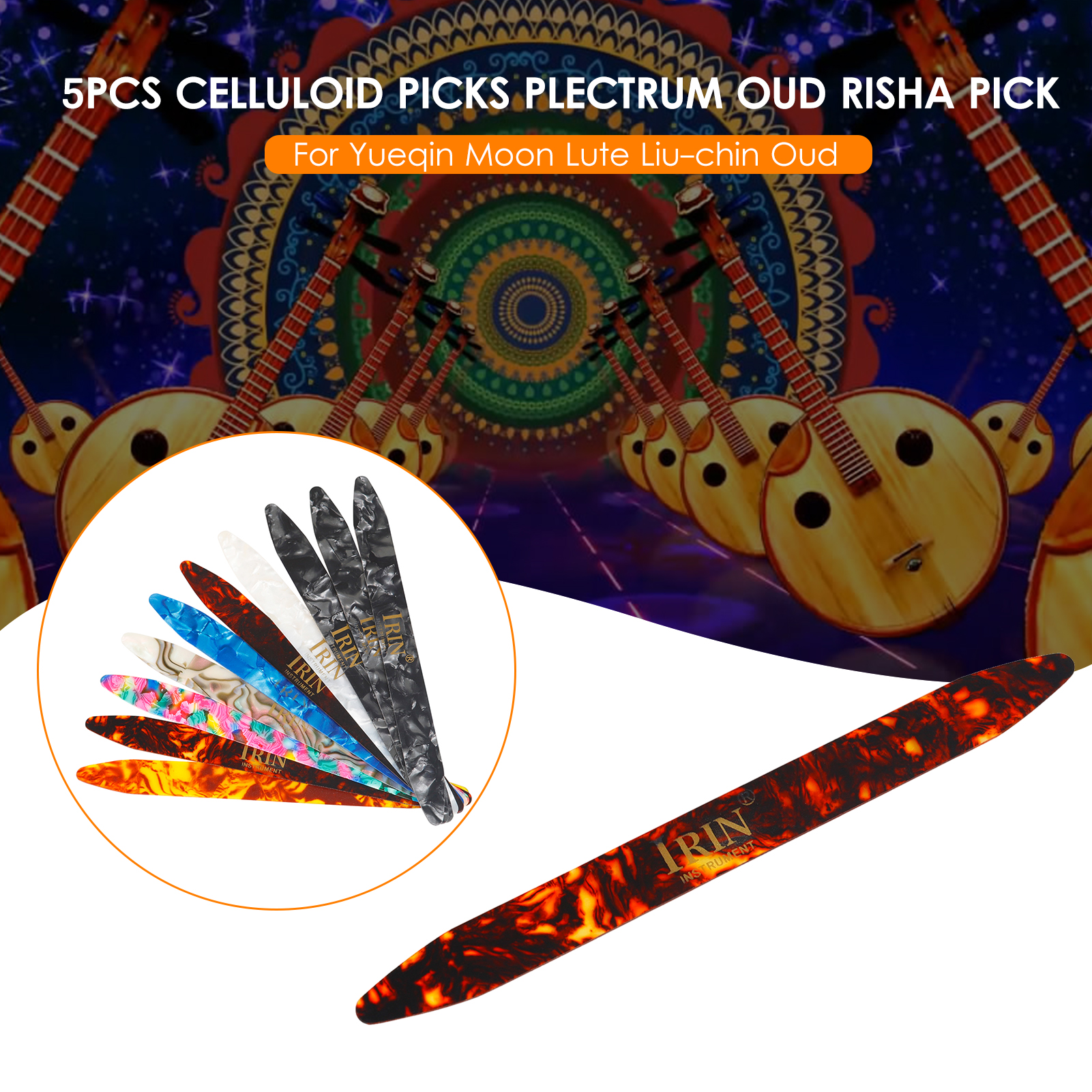 Musical Instrument Oud - IRIN 5PCS Celluloid Picks Plectrum Oud