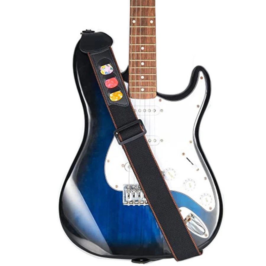 7Pcs/Set Guitar Strap Black PU - Musical Instrument Gif recensie en prijs