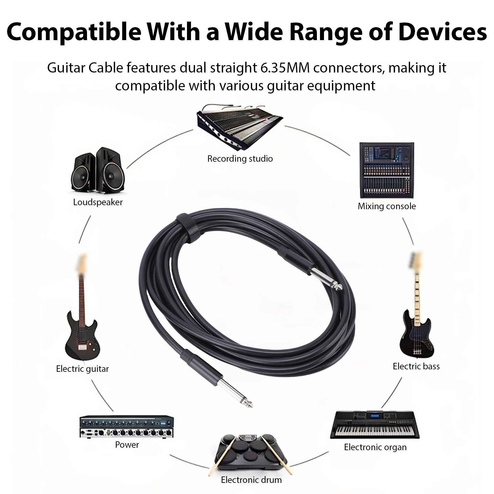 Guitar Cable 6.35mm Mono Sound - Musical Instrument Gif recensie en prijs